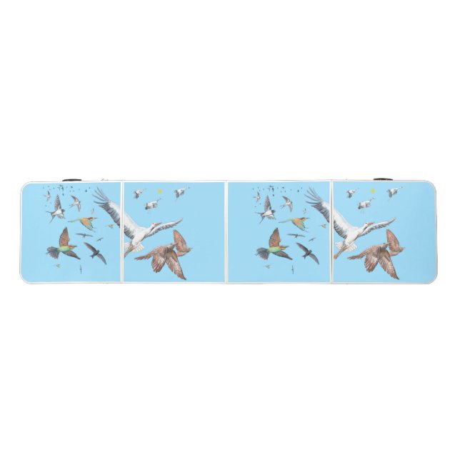 Migratory Birds Flying Illustration Beer Pong Table (Top)