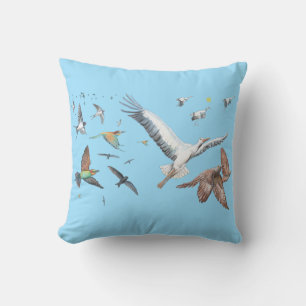 Migratory birds tracing their flights Illustration Throw Pillow