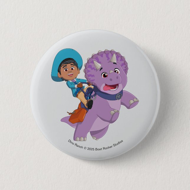 Miguel and Tango | Dino Ranch Button (Front)