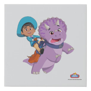 Miguel and Tango Dino Ranch Faux Canvas Print