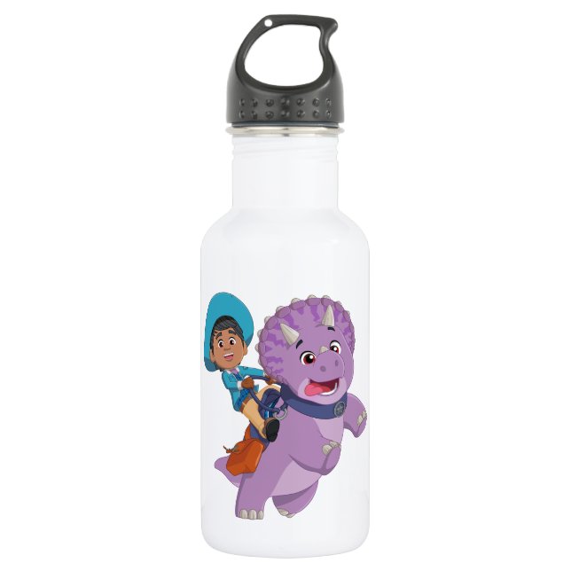 Miguel and Tango | Dino Ranch Stainless Steel Water Bottle (Front)