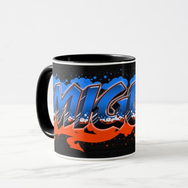 Miguel First Name Graffiti blue orange cup (Front Left)