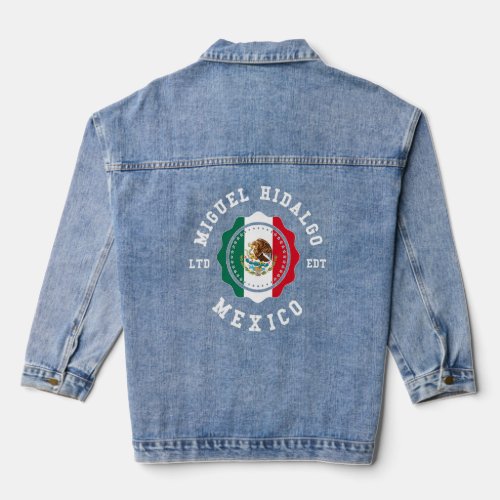 Miguel Hidalgo Mexico Flag Badge Vintage    Denim Jacket