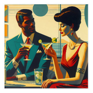 Miid Century Cocktail Party Couples - Captivated Acrylic Print