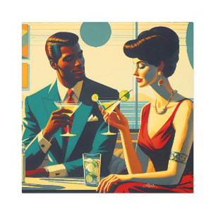 Miid Century Cocktail Party Couples - Captivated Metal Print