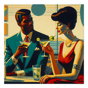 Miid Century Cocktail Party Couples - Captivated Poster