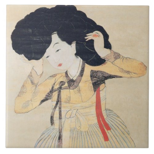 Miindo Portrait of a Beauty 미인도 Korean Artwork Ceramic Tile