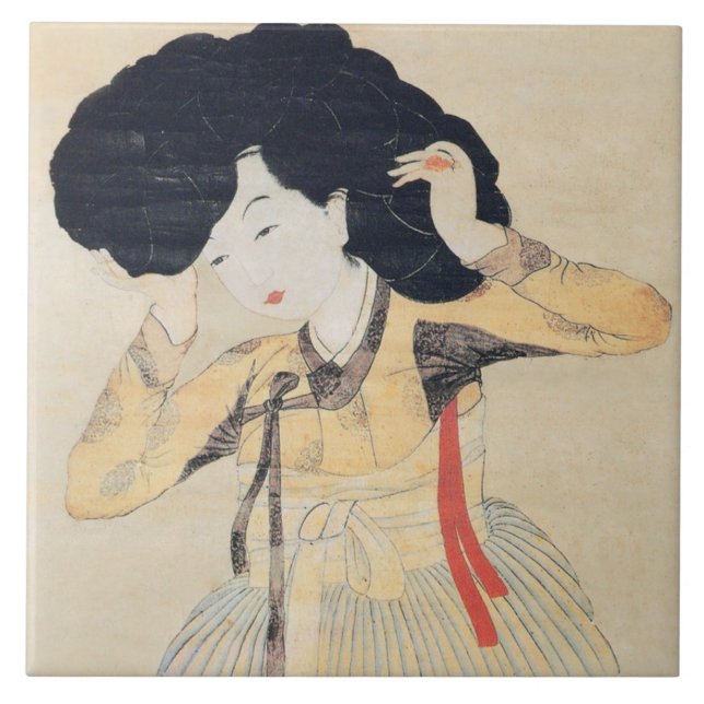 Miindo (Portrait of a Beauty) 미인도 Korean Artwork Ceramic Tile (Front)