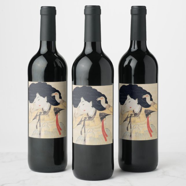  Miindo Portrait of a Beauty 미인도 Korean Artwork  Wine Label (Bottles)