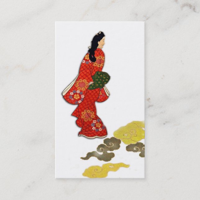 Mikaeri Bijin in Kimono Business Card (Front)