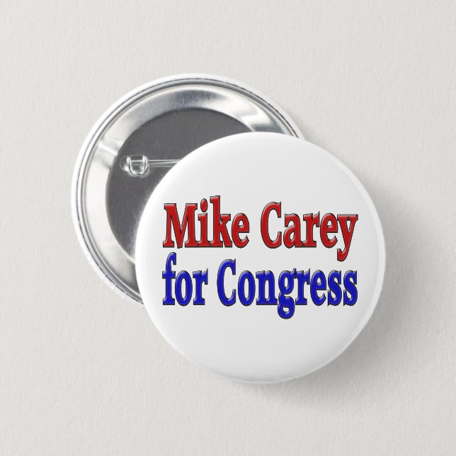 Mike Carey for Congress red blue text Button (Front & Back)