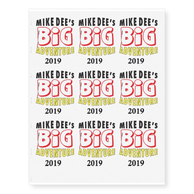 Mike Dee's Big Adventure Temporary Tattoos (Front)