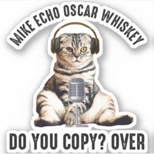Mike Echo Oscar Whiskey Ham Radio Cat Sticker