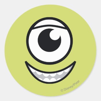Mike Face Classic Round Sticker by disneypixarmonsters at Zazzle