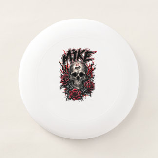Mike Gothic Skull with Red Roses and Flames Wham-O Frisbee