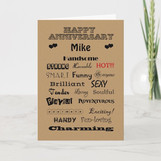 Mike Happy Anniversary Words of Praise Holiday Card (Front)