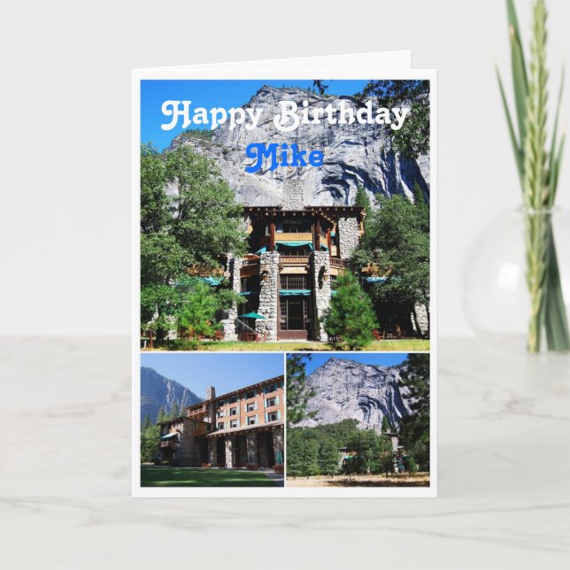 Mike Happy Birthday Ahwahnee Hotel Yosemite Card (Front)