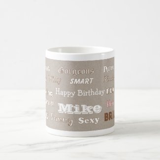Mike Happy Birthday Beige Husband Mug