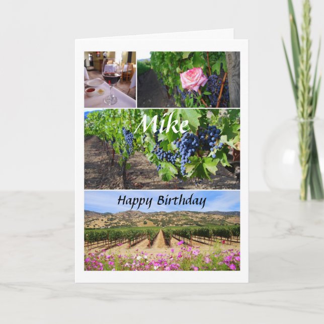 Mike Happy Birthday California Vineyards Card (Front)