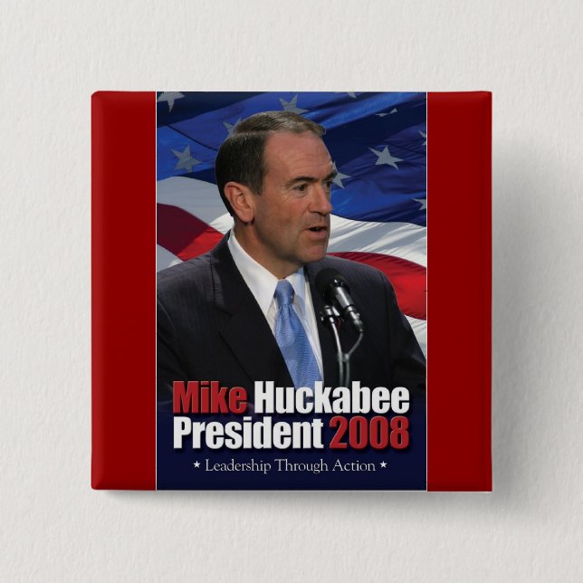 Mike Huckabee and Old Glory Button (Front)
