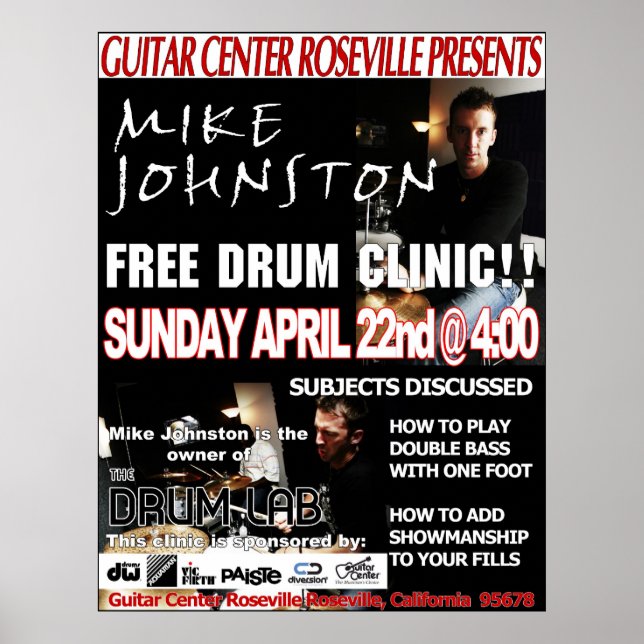 Mike Johnston Clinic, April 22nd Poster (Front)