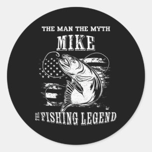 Mike Man Myth Fishing Legend Personalized Name Classic Round Sticker