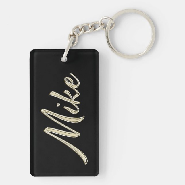 Mike Name whitegold key trailer Keychain (Back)