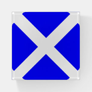 MIKE Nautical flag Blue White Cross Paperweight