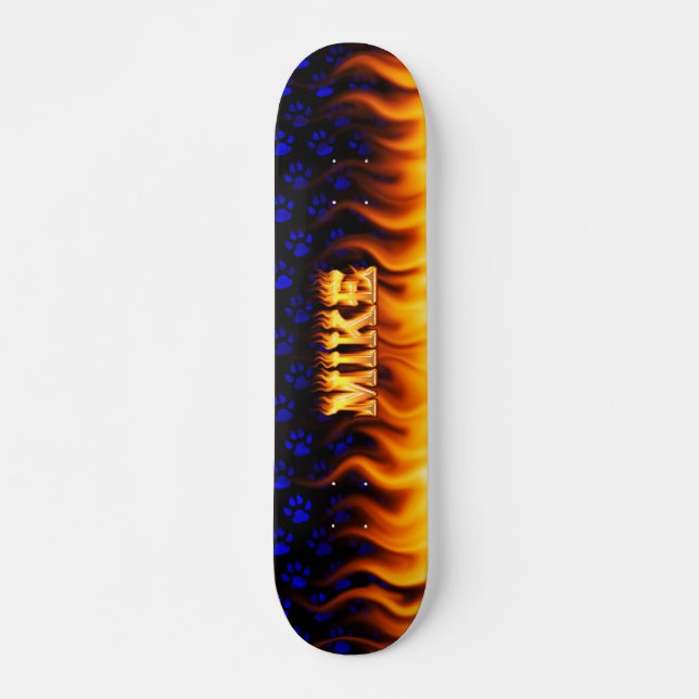Mike skateboard fire and flames design. deck (Front)