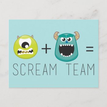 Mike Sulley=scream Team Postcard by disneypixarmonsters at Zazzle