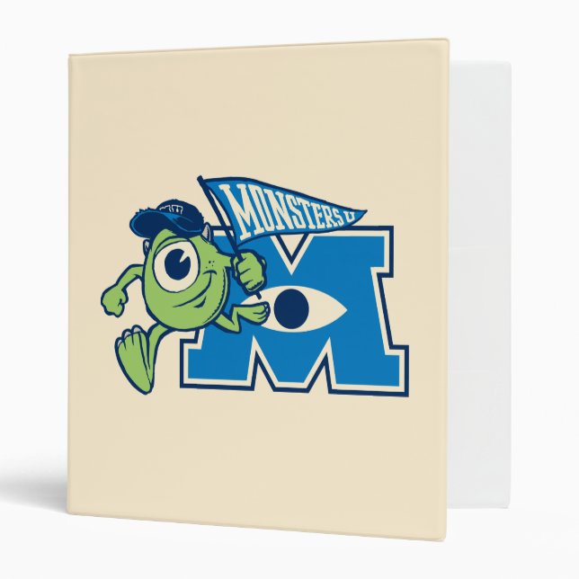Mike with Monsters U Flag 3 Ring Binder (Front/Inside)