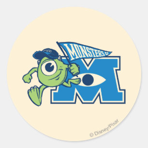 Mike with Monsters U Flag Classic Round Sticker