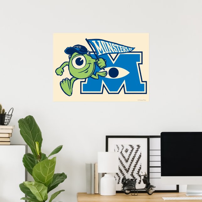 Mike with Monsters U Flag Poster | Zazzle