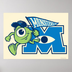 Mike with Monsters U Flag Poster