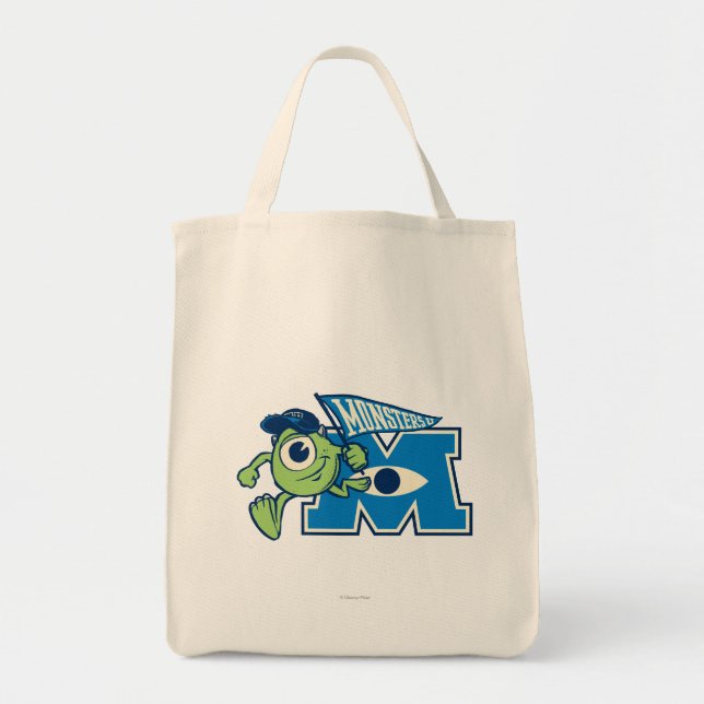 Mike with Monsters U Flag Tote Bag (Front)