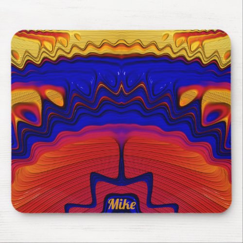 MIKE  Zany Hot Yellow Red Orange and Blue  Mouse Pad