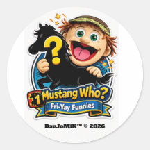 Mikey's Mustang Who? – Fri‑Yay Funnies Badge #1
