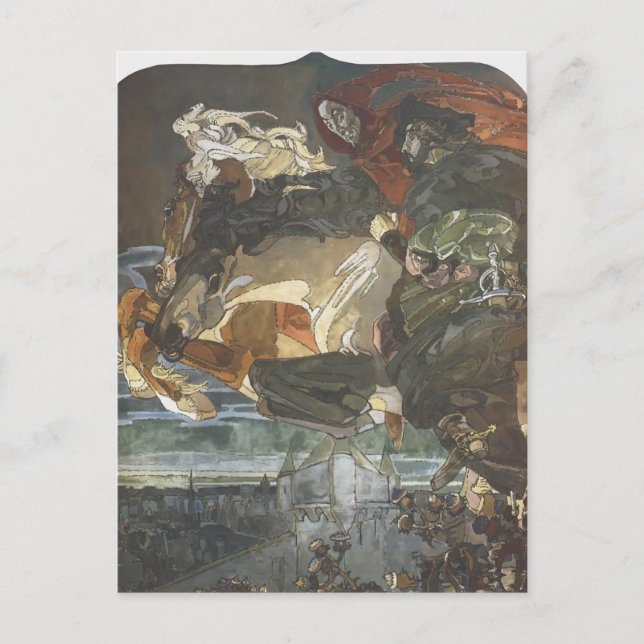 Mikhail Vrubel- Flight of Faust and Mephisto Postcard (Front)