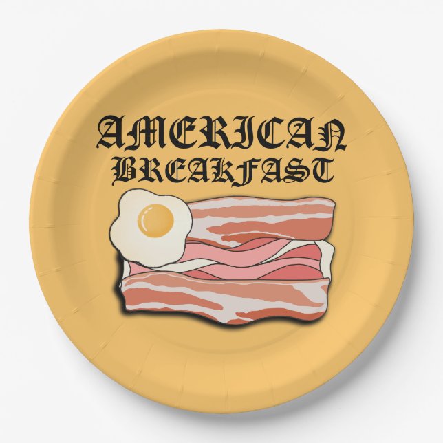 Mikitiez american breakfast bacon egg july picnic paper plates (Front)