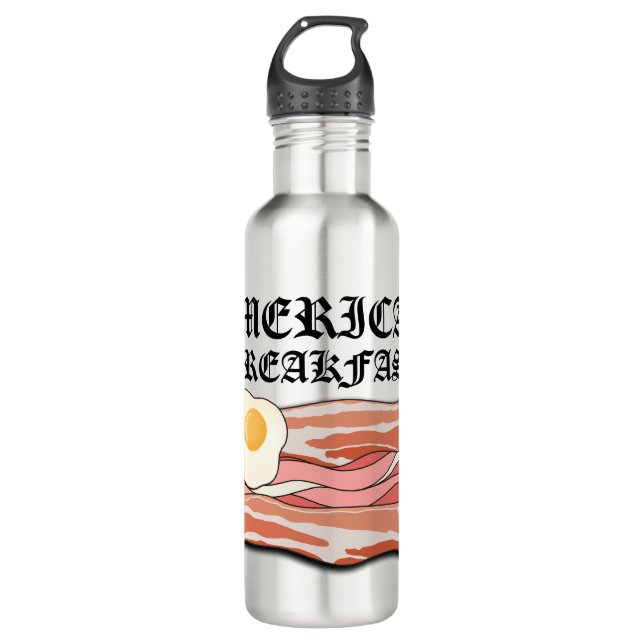 Mikitiez american breakfast bacon egg july picnic stainless steel water bottle (Front)