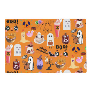 Mikitiez anime cute coffee halloween croissant placemat
