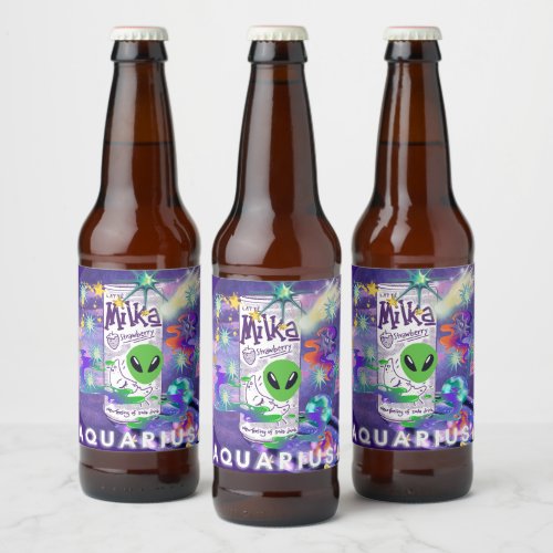 Mikitiez aquarius galaxy summer glow beer drink beer bottle label