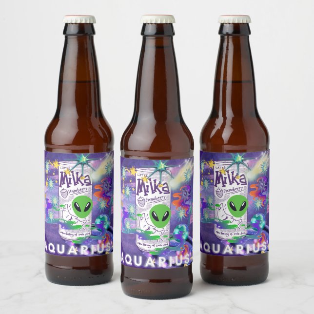 Mikitiez aquarius galaxy summer glow beer drink beer bottle label (Bottles)