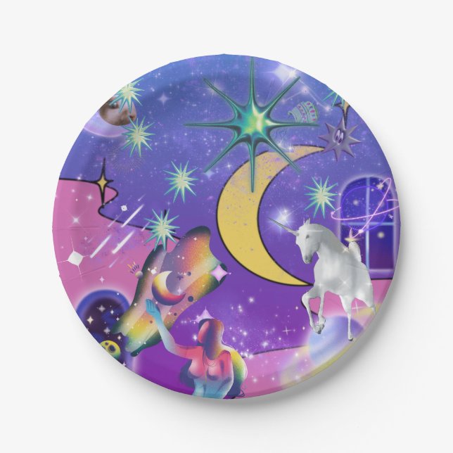Mikitiez aquarius galaxy summer glow beer paper plates (Front)