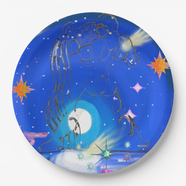 Mikitiez aquarius galaxy summer glow  paper plates (Front)