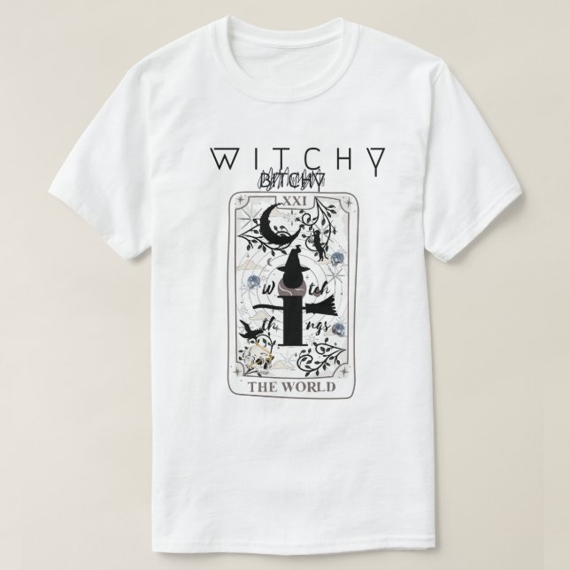 Mikitiez basic witch witchy wizard tarotcard black T-Shirt (Design Front)