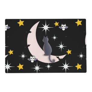 Mikitiez black cat bat halloween fall winter moon placemat