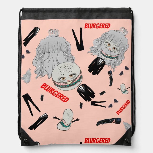 Mikitiez blonde hairbun pinky blur suit tie drawstring bag (Front)