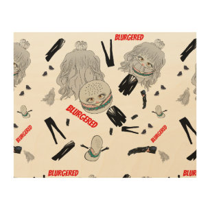 Mikitiez blonde hairbun pinky blur suit tie wood wall art