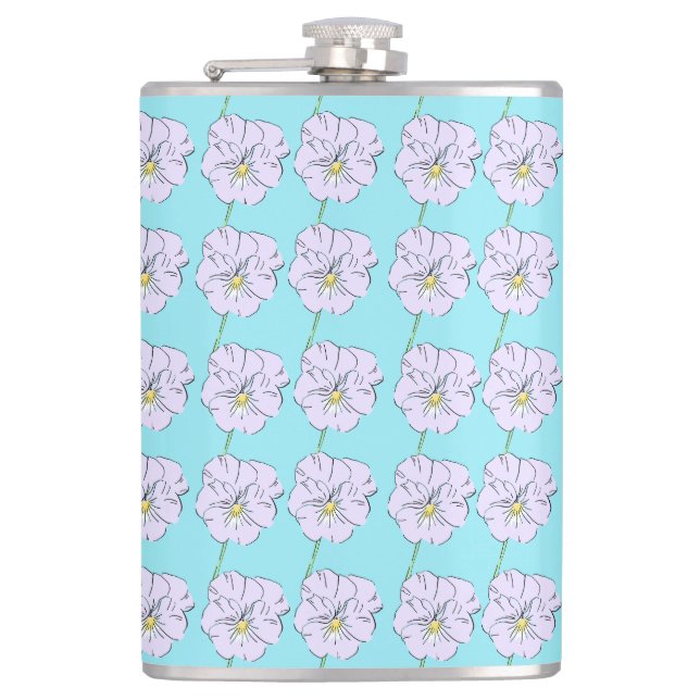 Mikitiez blue tiny little white flower pattern flask (Front)